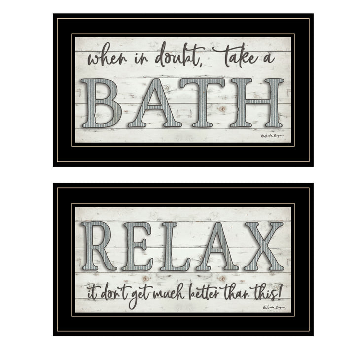 Set Of Two Bath Relax 2 Black Framed Print Bathroom Wall Art