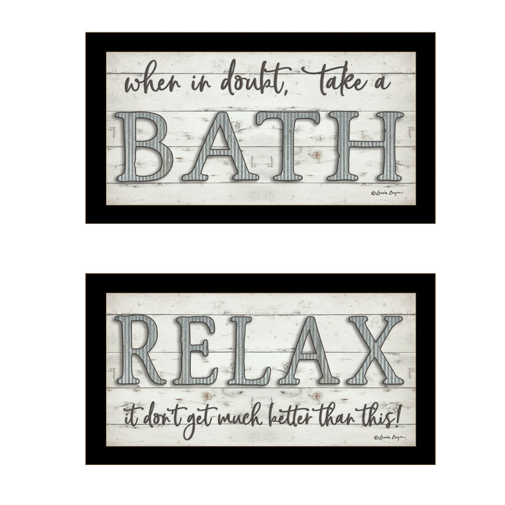 Set Of Two Bath Relax 3 Black Framed Print Bathroom Wall Art