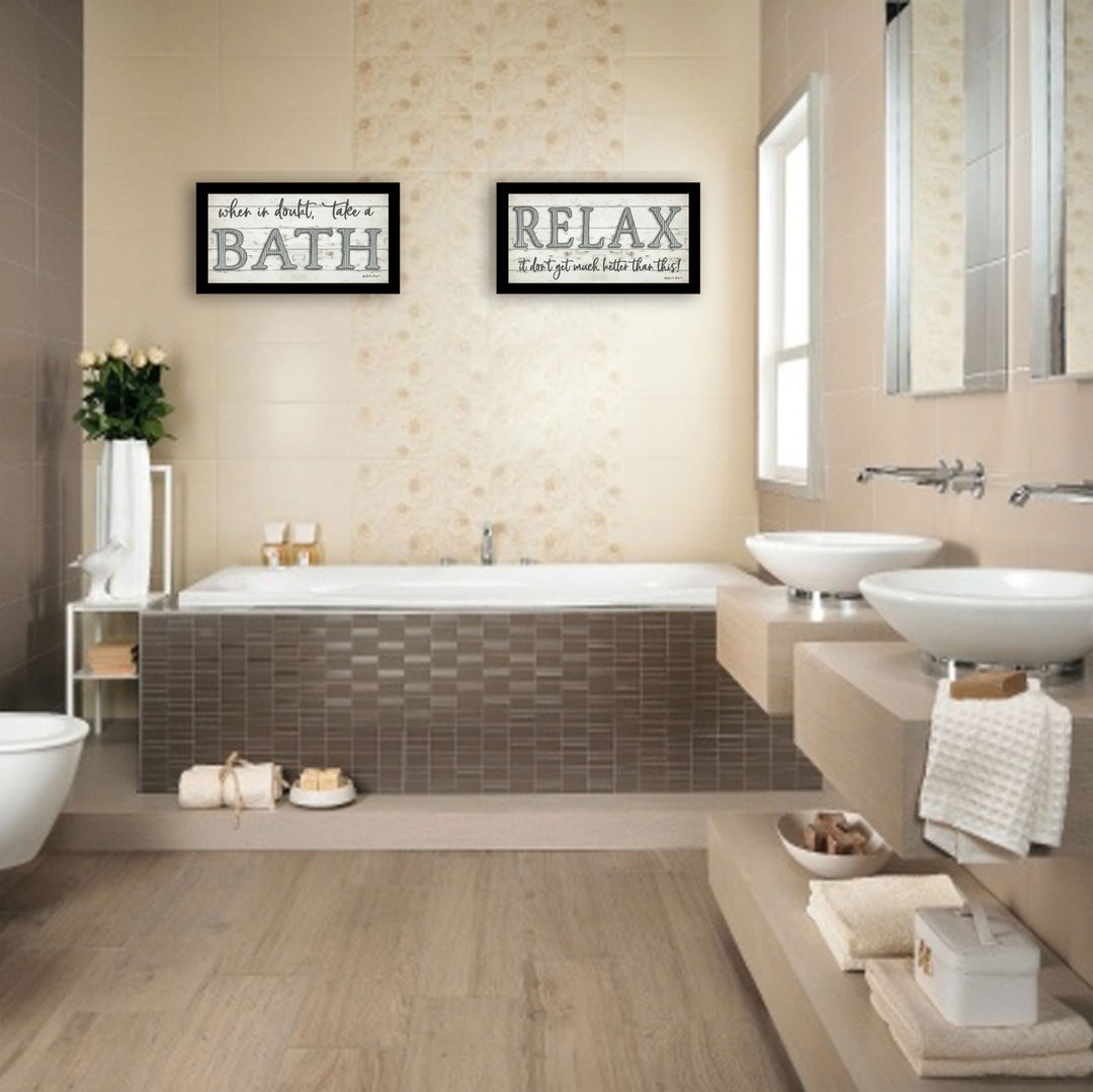 Set Of Two Bath Relax 3 Black Framed Print Bathroom Wall Art