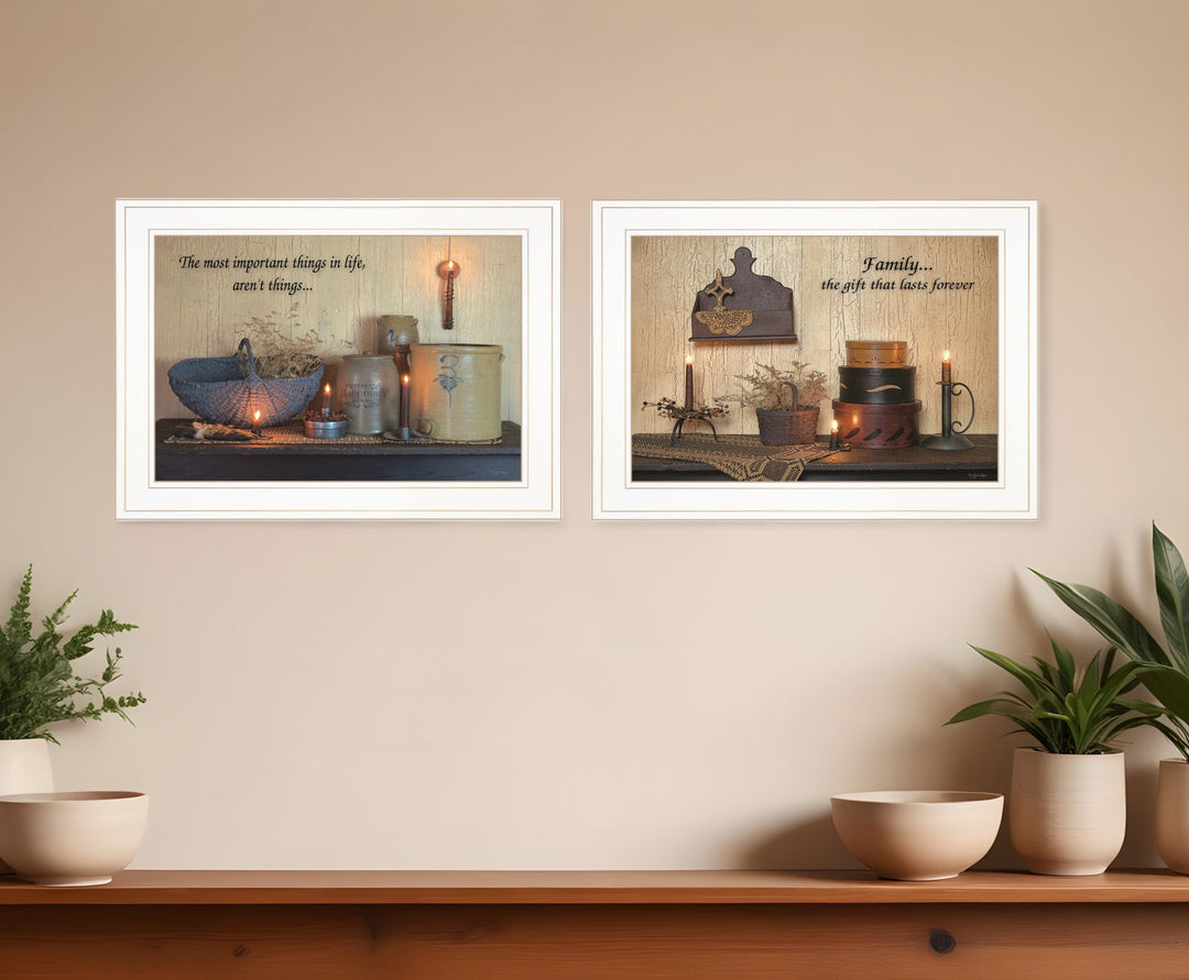 Set Of Two Family Forever White Framed Print Wall Art