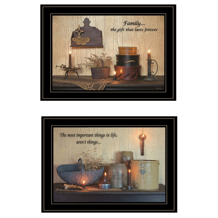 Set Of Two Family Forever 2 Black Framed Print Wall Art