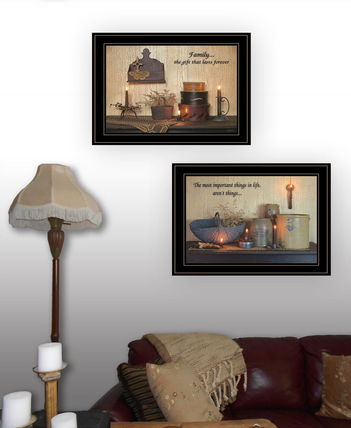 Set Of Two Family Forever 2 Black Framed Print Wall Art