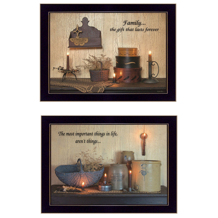 Set Of Two Family Forever 3 Black Framed Print Wall Art