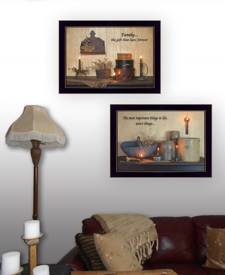 Set Of Two Family Forever 3 Black Framed Print Wall Art