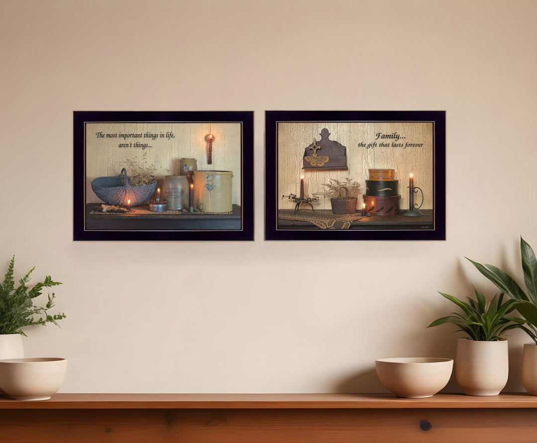 Set Of Two Family Forever 3 Black Framed Print Wall Art