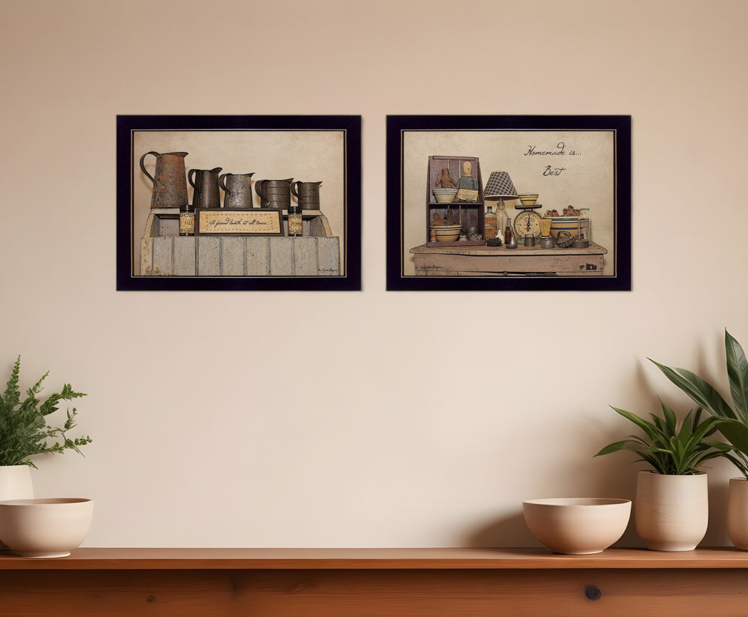 Set Of Two Homemade is Best 3 Black Framed Print Kitchen Wall Art