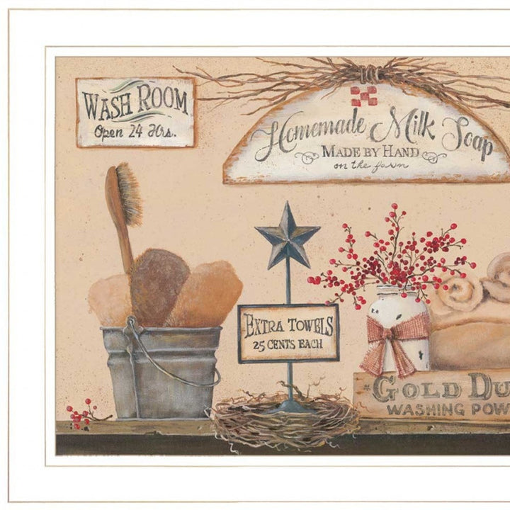 Set Of Two Wash Room White Framed Print Bathroom Wall Art