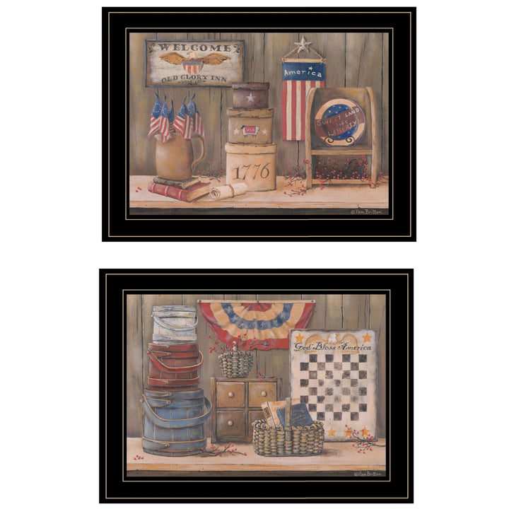 Set Of Two Sweet Land of Liberty 3 Black Framed Print Wall Art