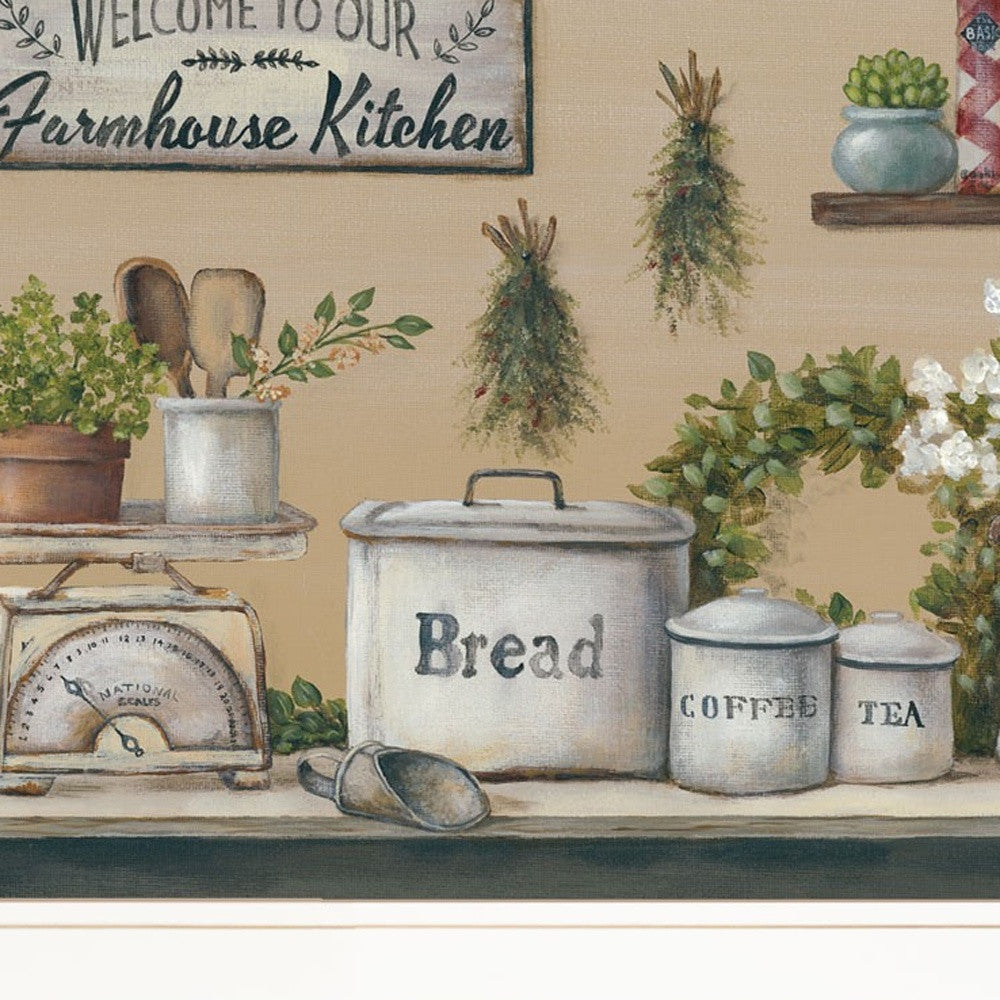 Set Of Two Farmhouse Kitchen 1 White Framed Print Kitchen Wall Art