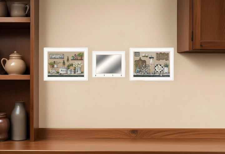 Set Of Three Farmhouse Kitchen 4 White Framed Print Kitchen Wall Art