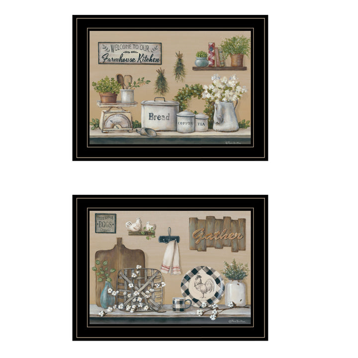 Set Of Two Farmhouse Kitchen 2 Black Framed Print Kitchen Wall Art