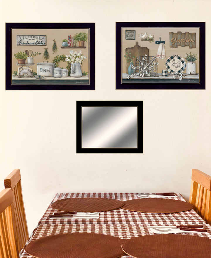 Set Of Three Farmhouse Kitchen 3 Black Framed Print Kitchen Wall Art