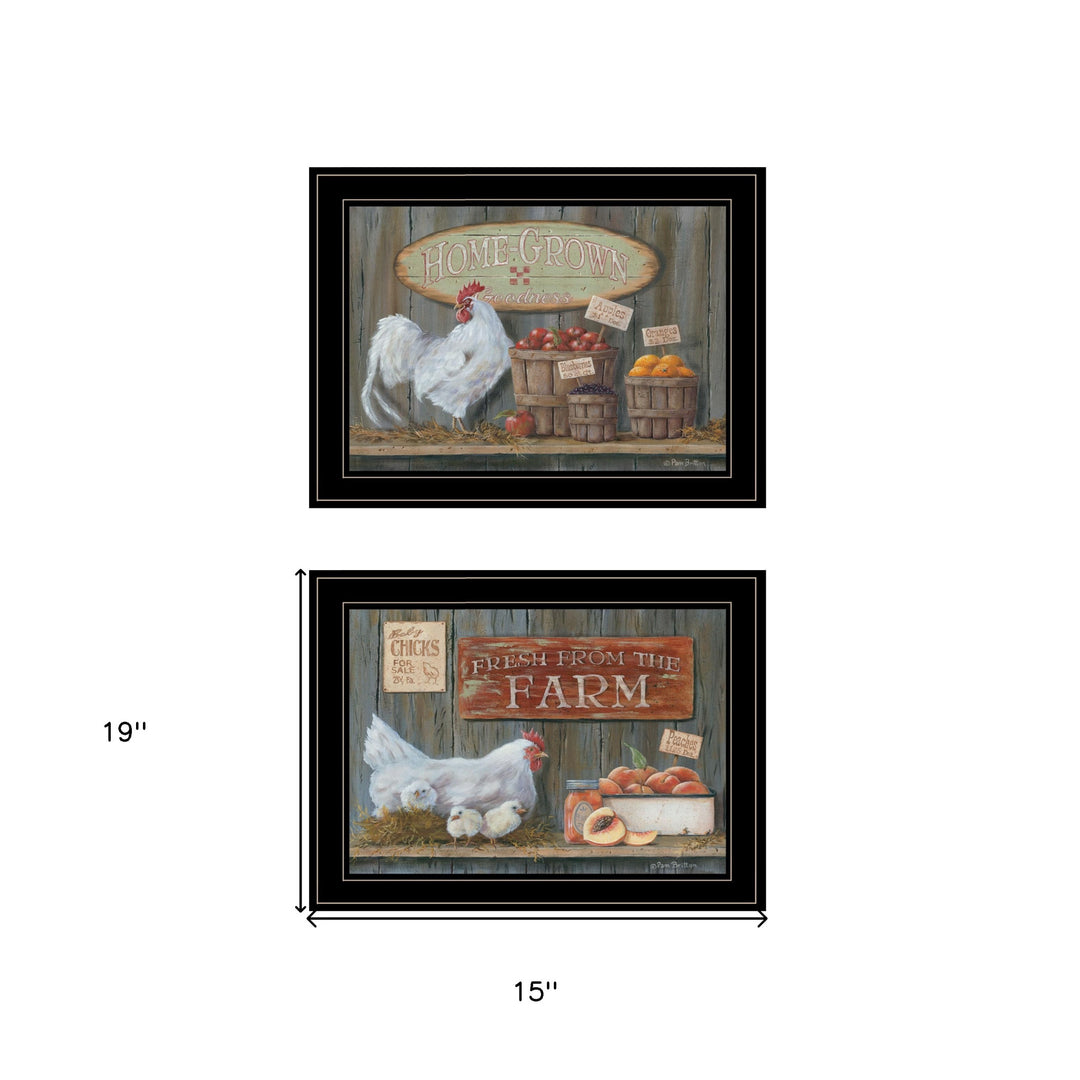 Set Of Two Home Grown 2 Black Framed Print Wall Art