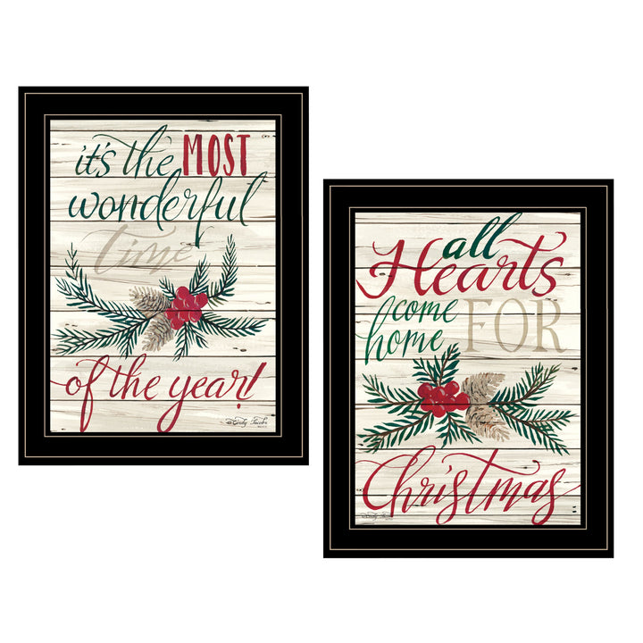 Set Of Two All Heart Come Home for Christmas 2 Black Framed Print Wall Art