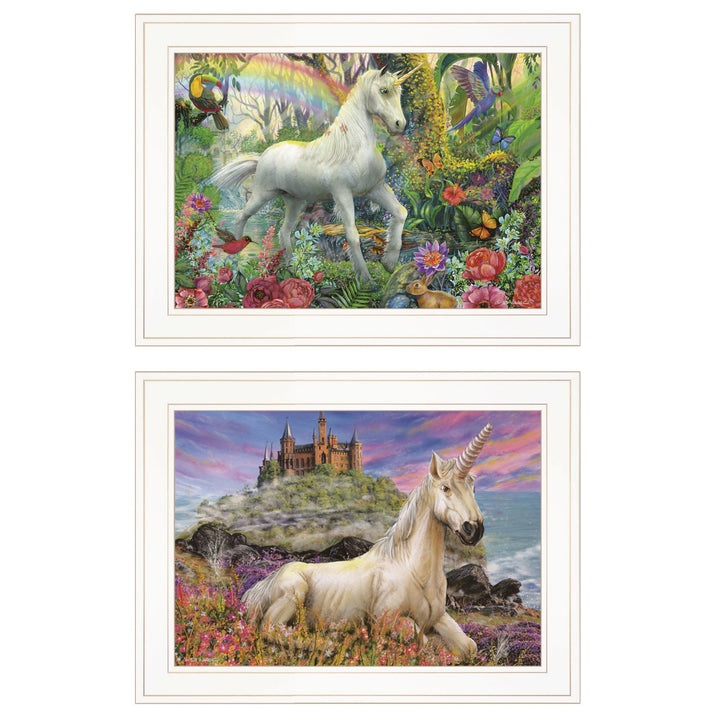 Set Of Two Unicorns For You 1 White Framed Print Wall Art