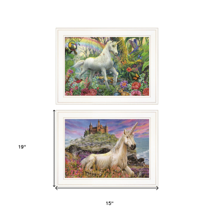 Set Of Two Unicorns For You 1 White Framed Print Wall Art