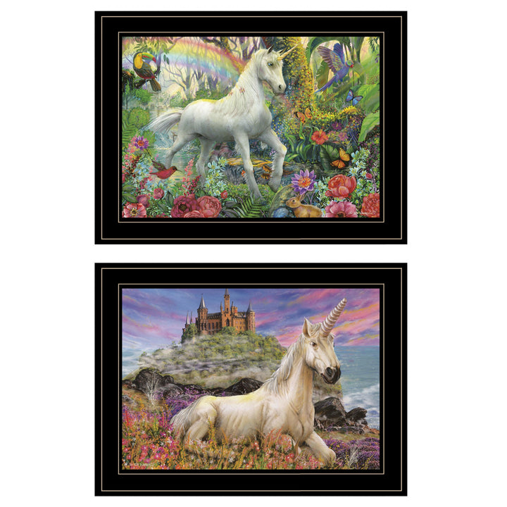 Set Of Two Unicorns For You 2 Black Framed Print Wall Art