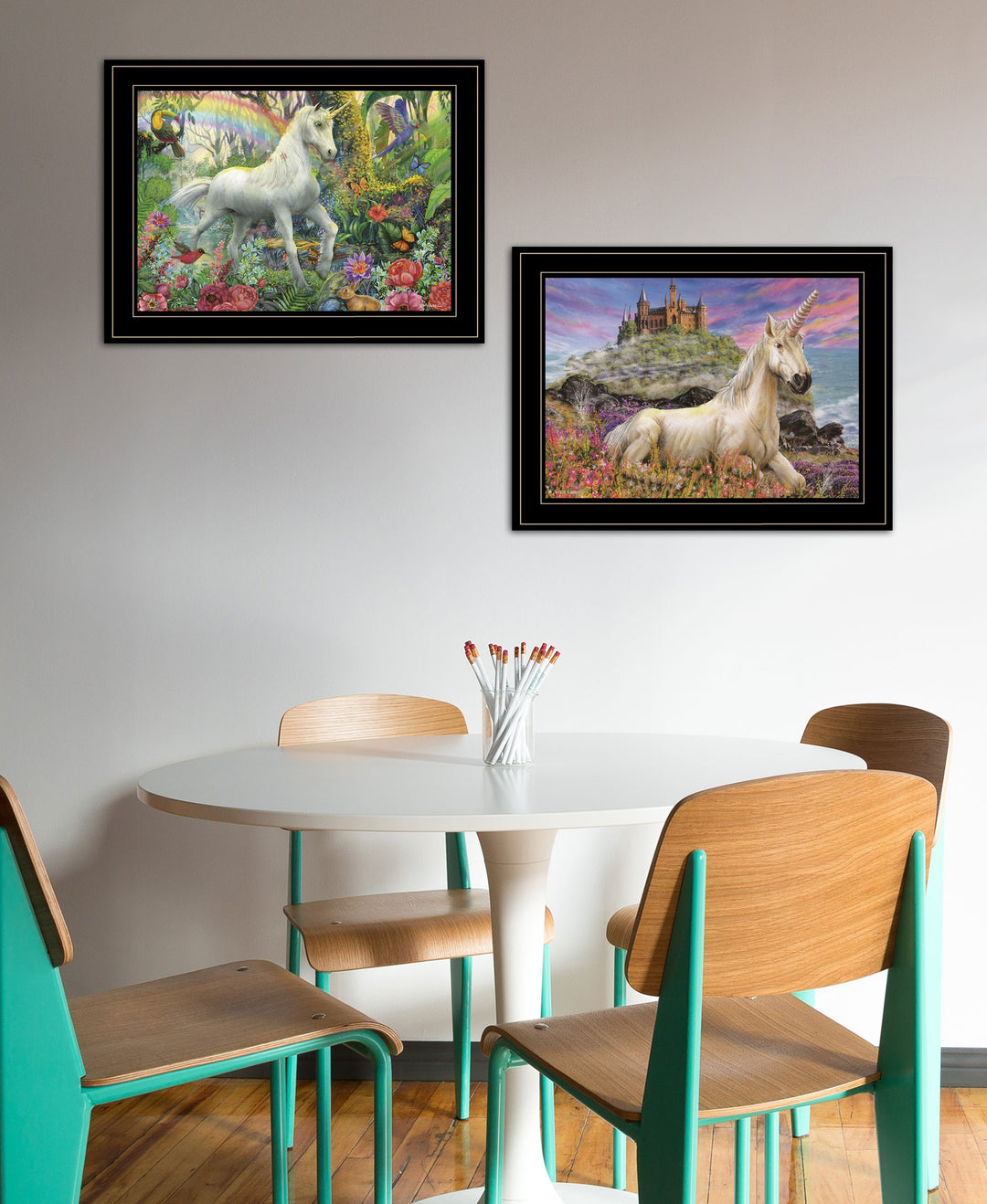 Set Of Two Unicorns For You 2 Black Framed Print Wall Art