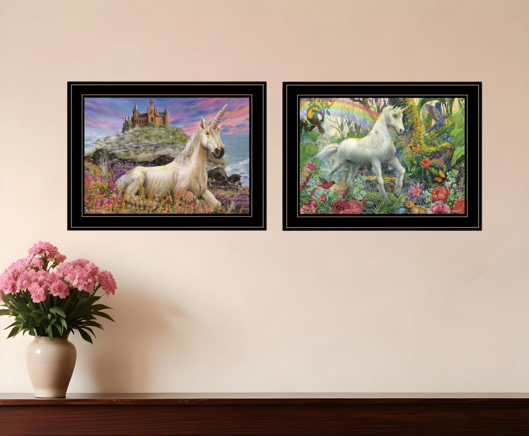 Set Of Two Unicorns For You 2 Black Framed Print Wall Art