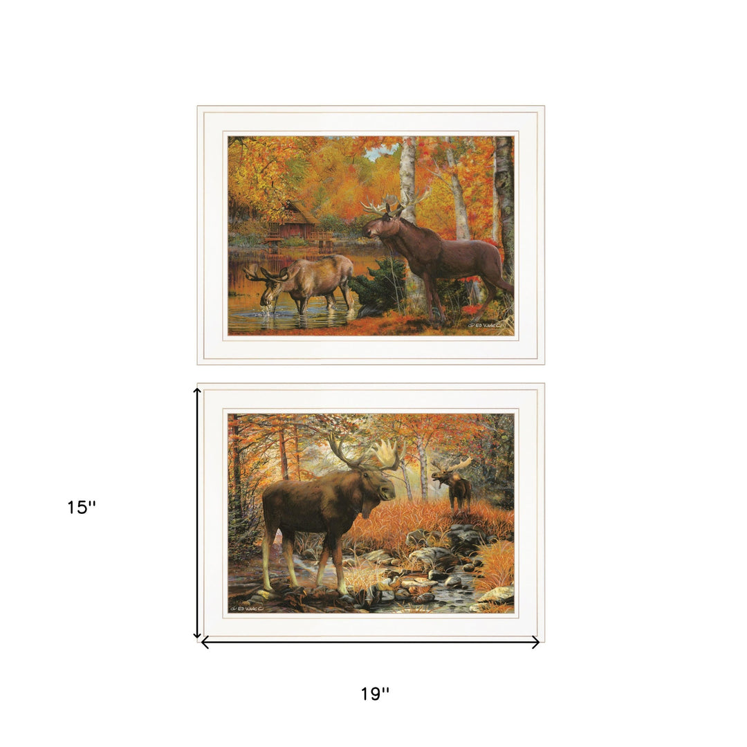 Set Of Two Call of the Wild 1 White Framed Print Wall Art