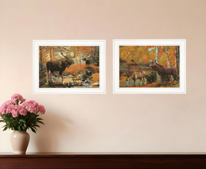 Set Of Two Call of the Wild 1 White Framed Print Wall Art