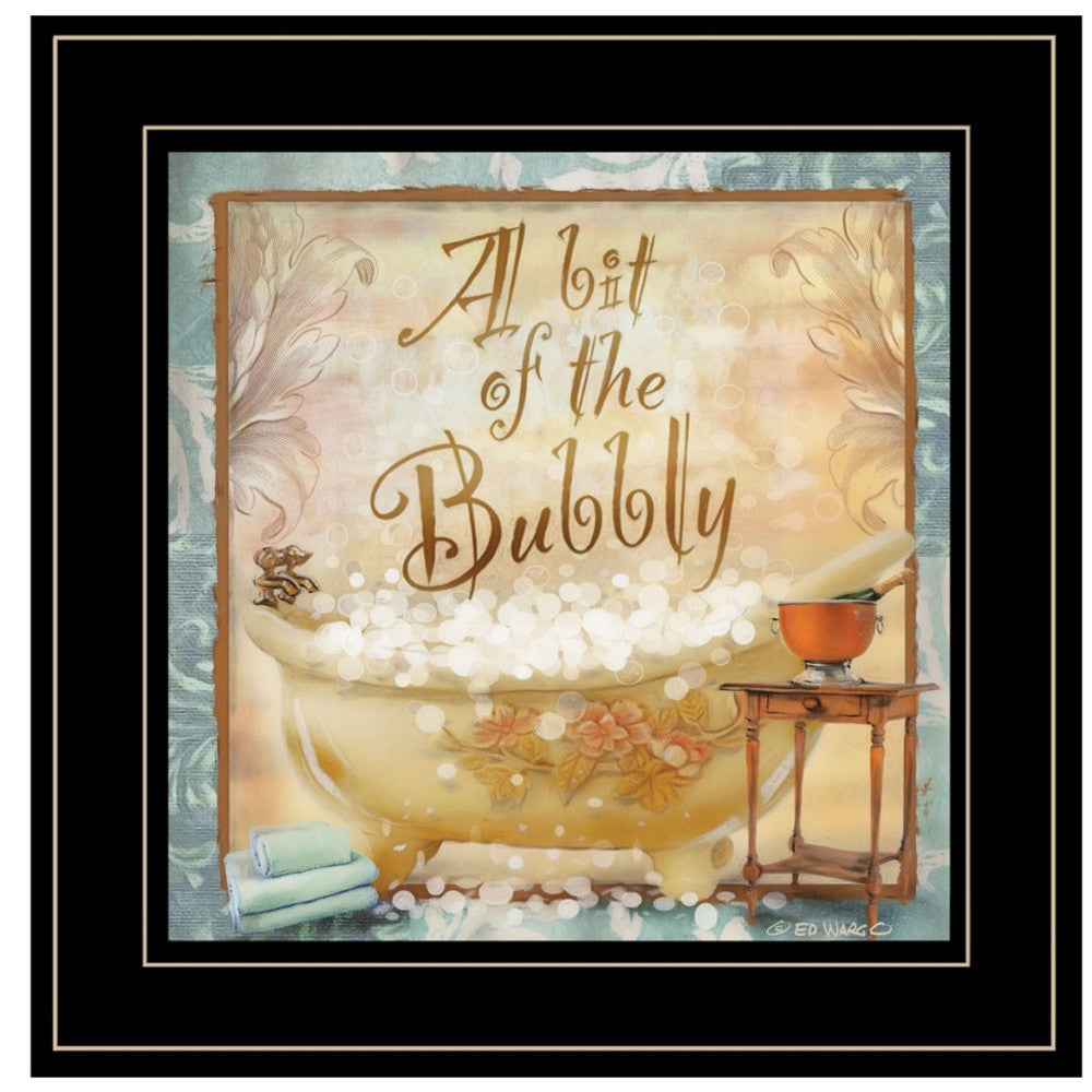 Set Of Three A Bit of Bubbly 2 Black Framed Print Bathroom Wall Art