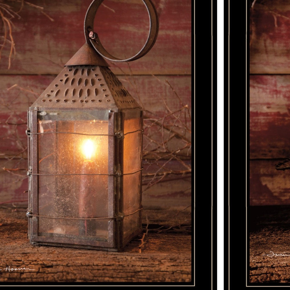 Set Of Two Innkeepers Lantern 2 Black Framed Print Wall Art