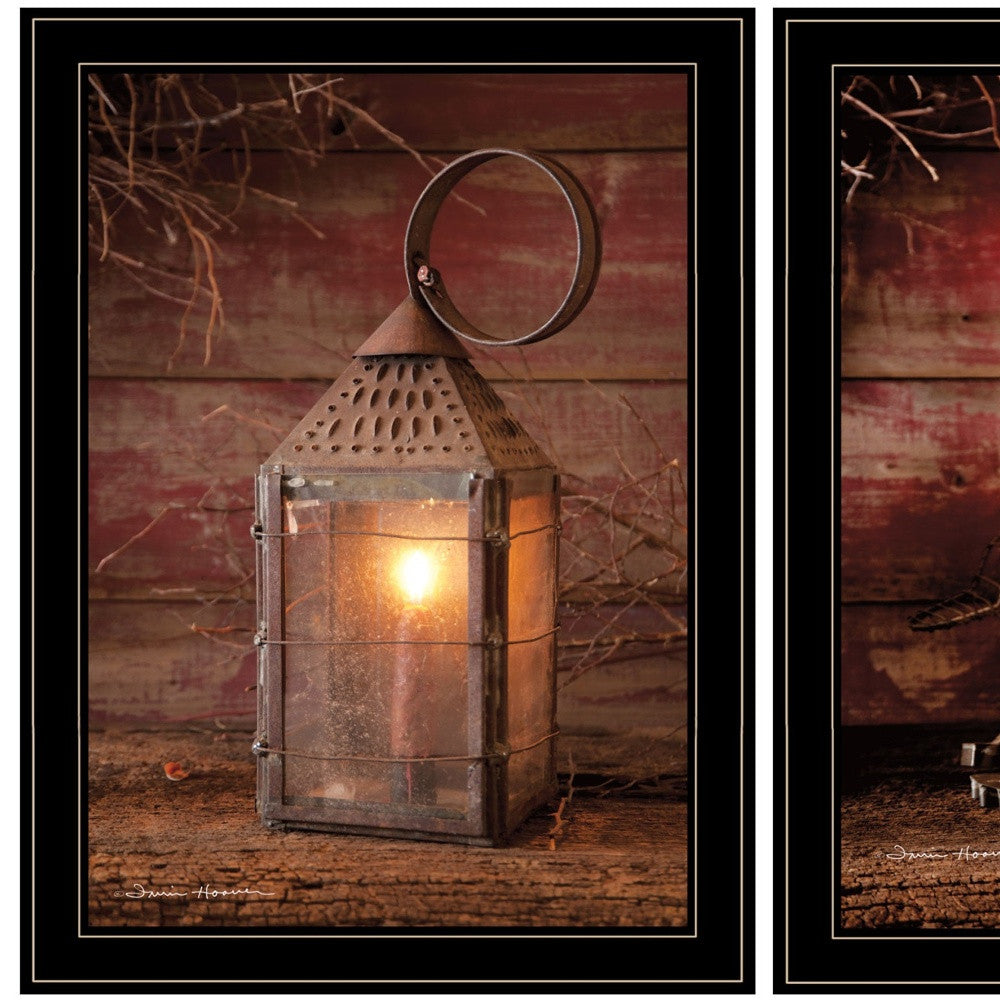 Set Of Two Innkeepers Lantern 2 Black Framed Print Wall Art