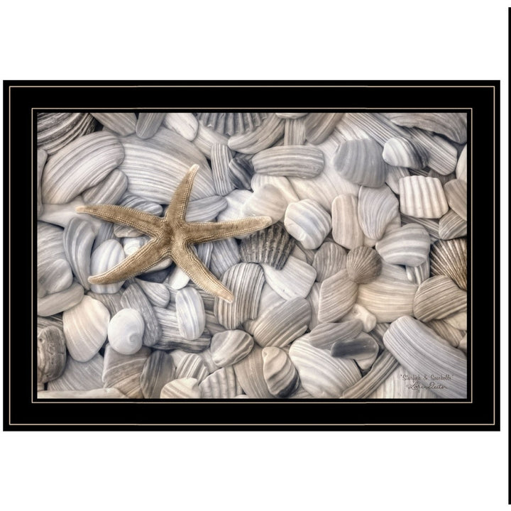 Set Of Two Cape Hatteras Lighthouse and Sea Shells 4 Black Framed Print Wall Art