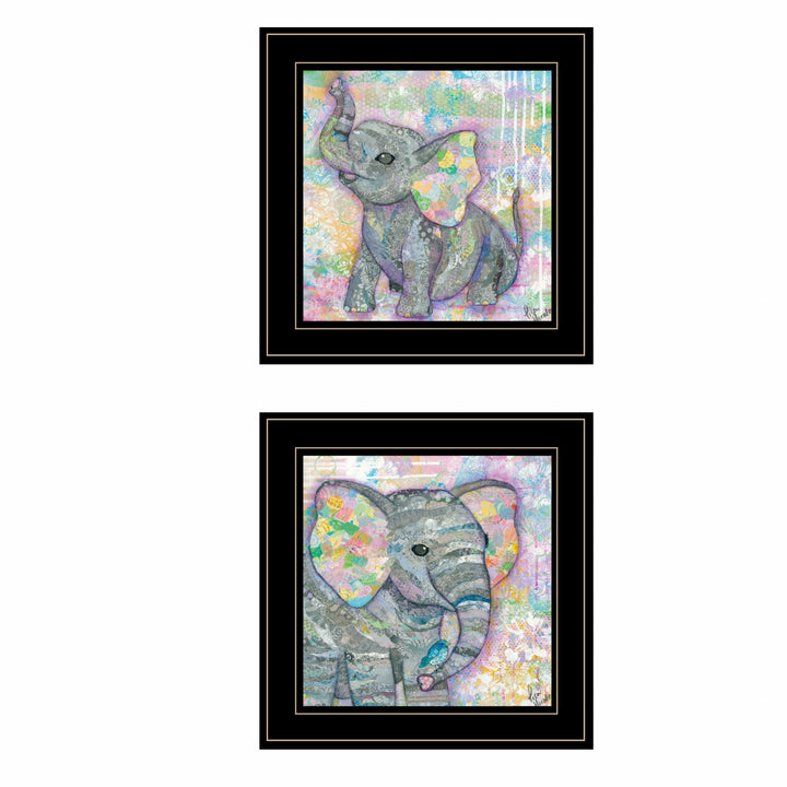 Set Of Two Elephant I and II 2 Black Framed Print Wall Art