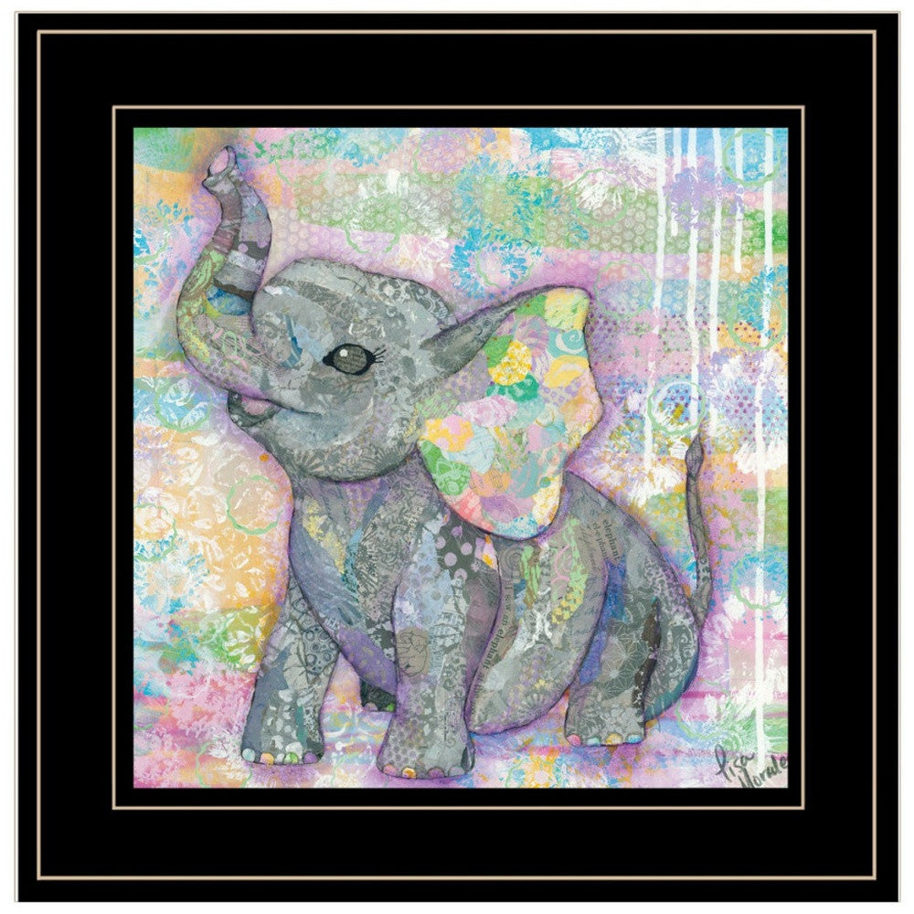 Set Of Three Elephant I and II 3 Black Framed Print Wall Art