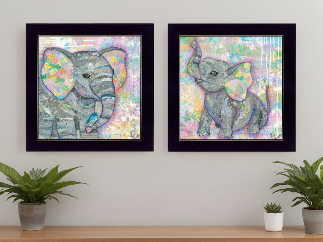 Set Of Two Elephant I and II 3 Black Framed Print Wall Art