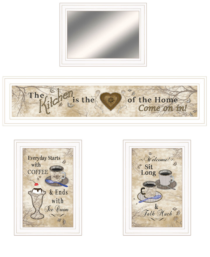 Set Of Four Love of Nature Kitchen 5 White Framed Print Kitchen Wall Art