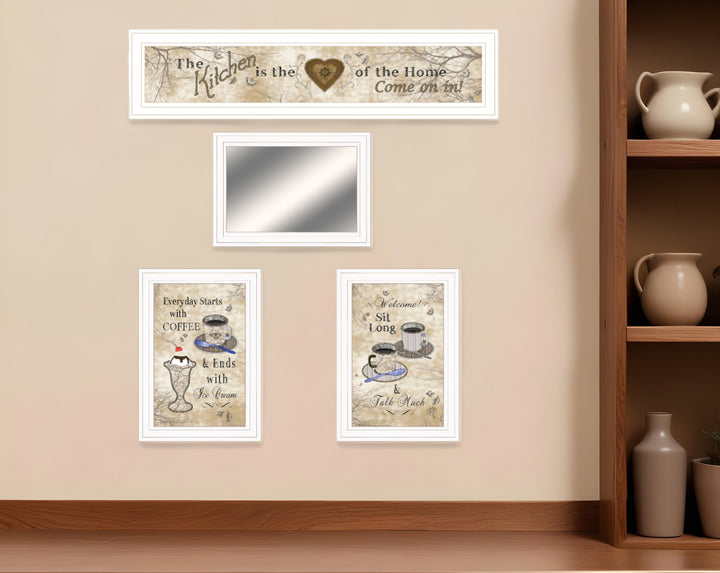 Set Of Four Love of Nature Kitchen 5 White Framed Print Kitchen Wall Art