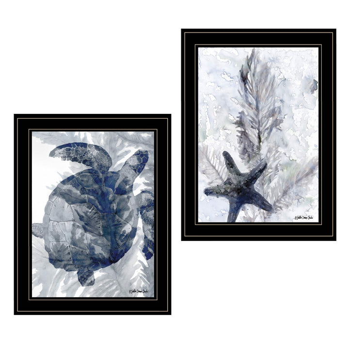 Set Of Two Ocean 2 Black Framed Print Wall Art