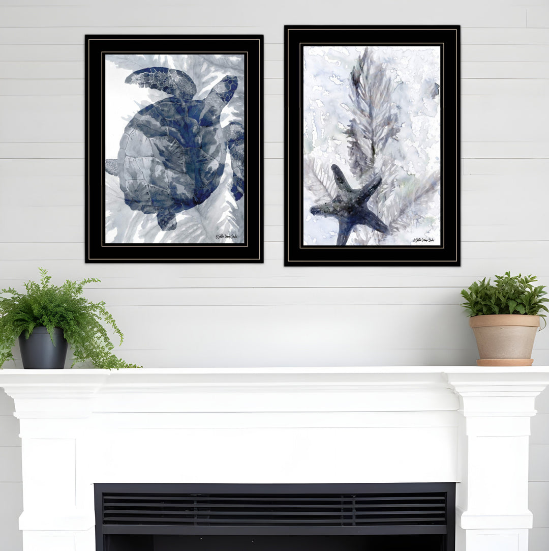 Set Of Two Ocean 2 Black Framed Print Wall Art