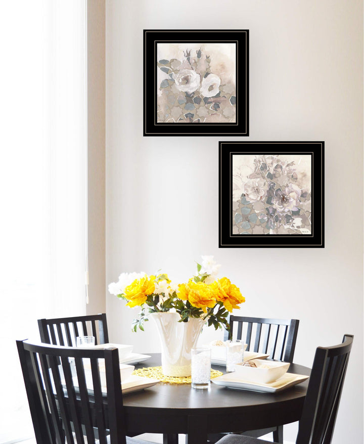 Set Of Two Transitional Blooms 2 Black Framed Print Wall Art