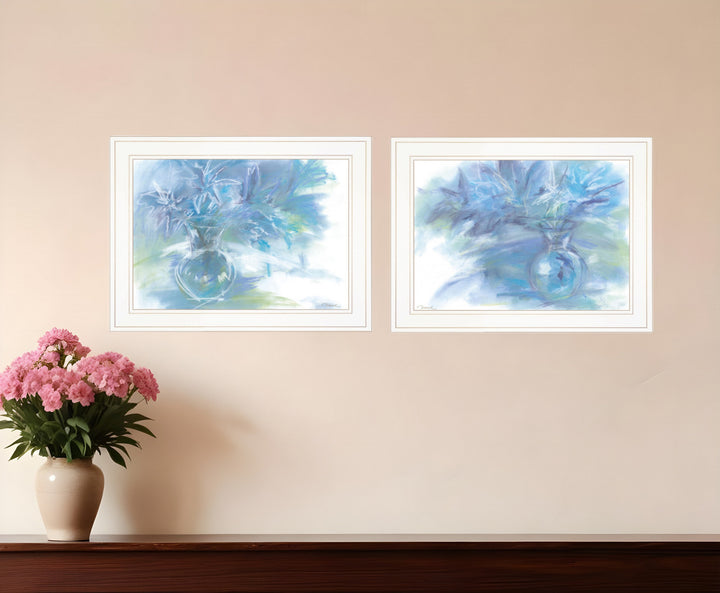 Set Of Two Morning Glory 1 White Framed Print Wall Art