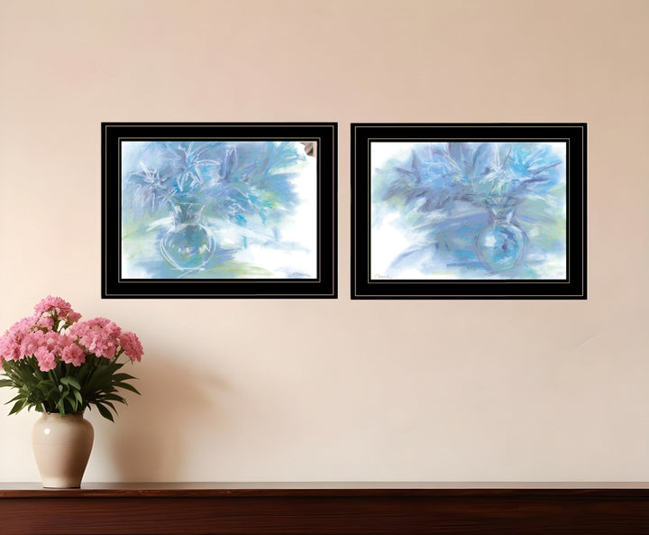 Set Of Two Morning Glory 2 Black Framed Print Wall Art