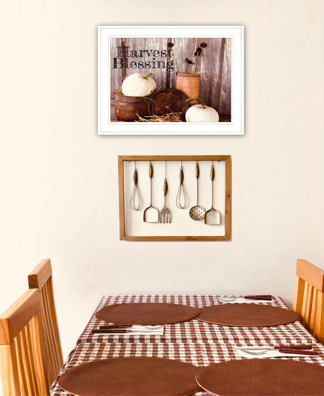 Harvest Blessings 1 White Framed Print Kitchen Wall Art