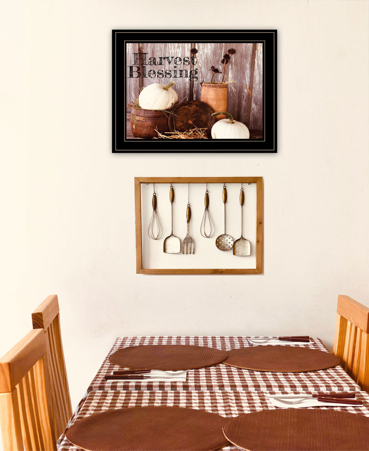 Harvest Blessings 2 Black Framed Print Kitchen Wall Art