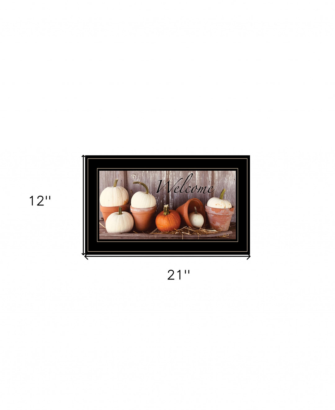 Welcome Pumpkin Shelf 2 Black Framed Print Wall Art