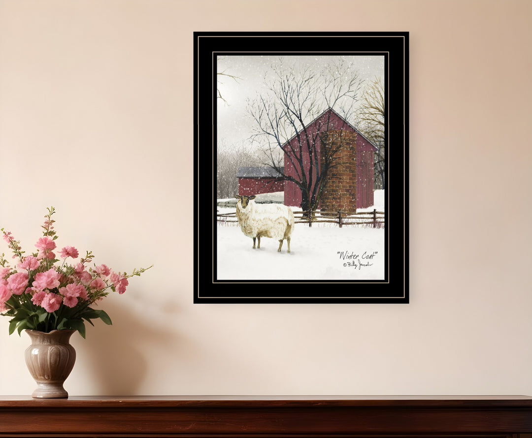 Winter Coat 2 Black Framed Print Wall Art