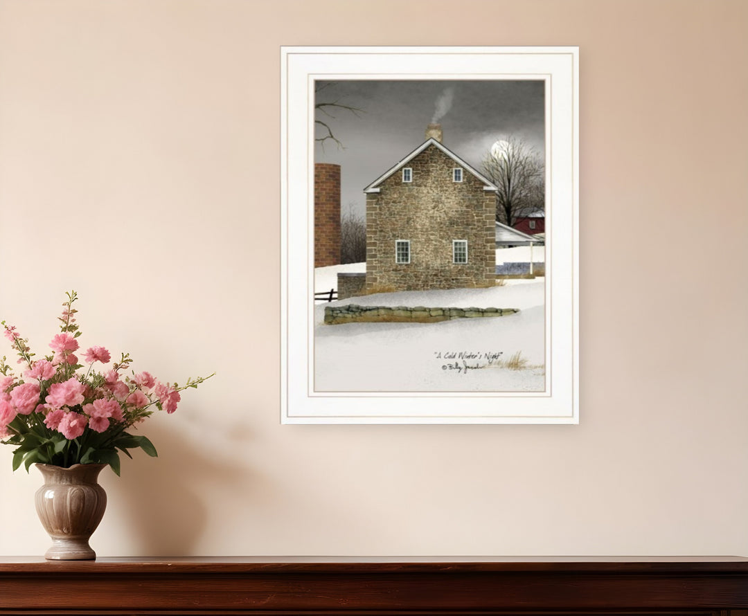 Cold Winters Night 1 White Framed Print Wall Art