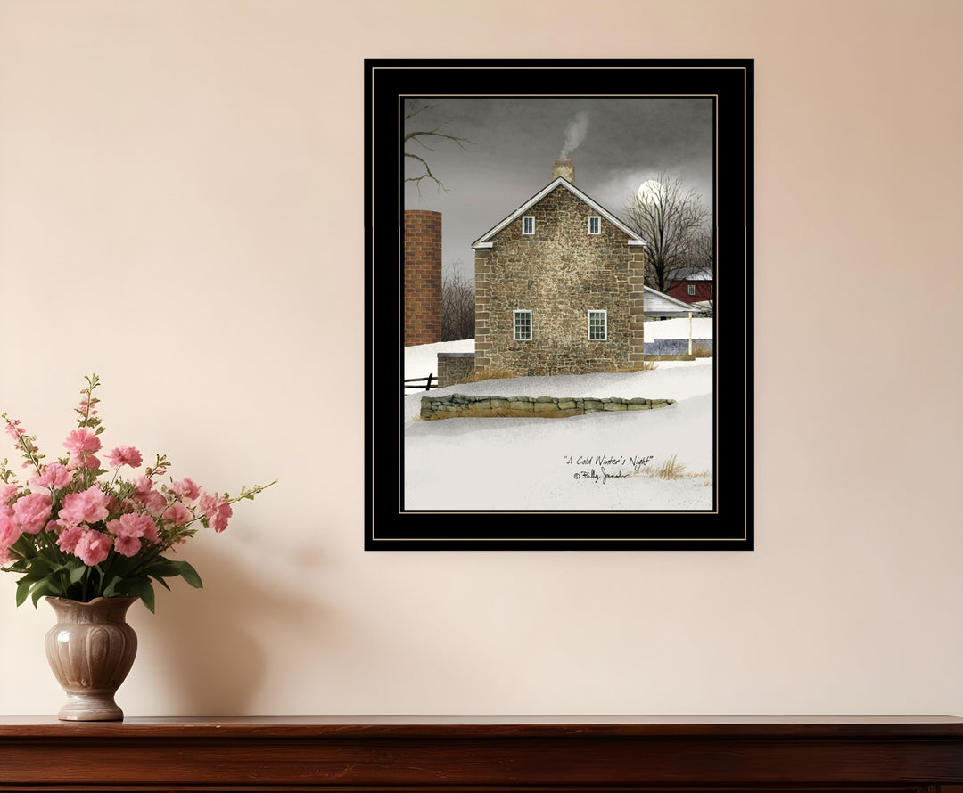 Cold Winters Night 2 Black Framed Print Wall Art