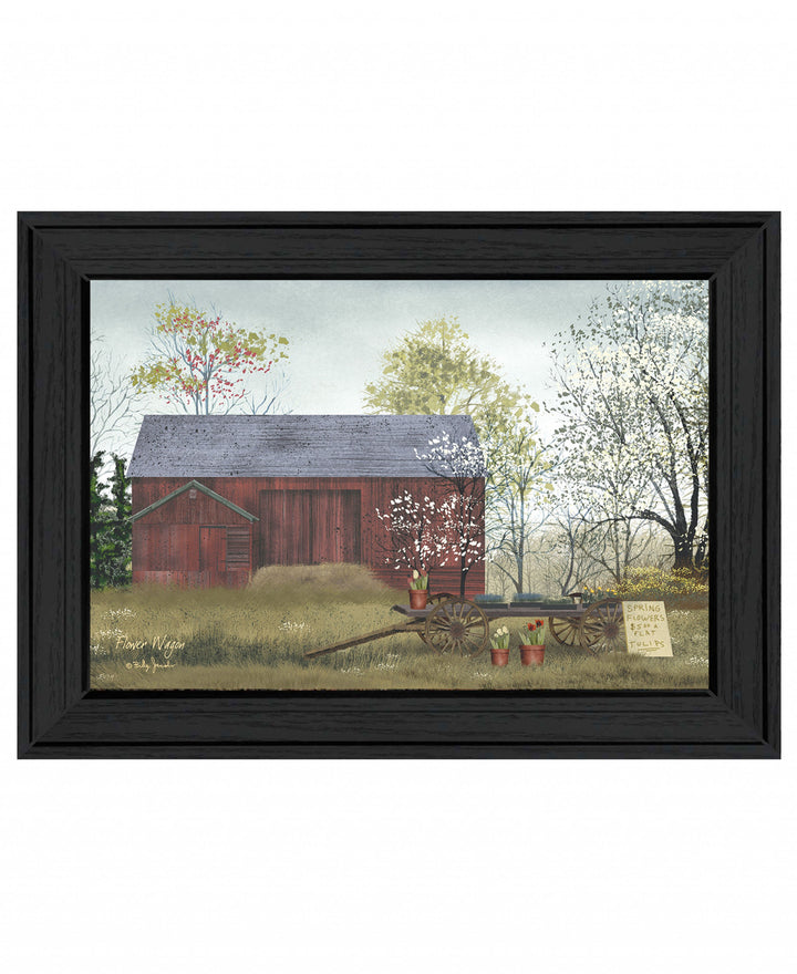 Flower Wagon 3 Black Framed Print Wall Art