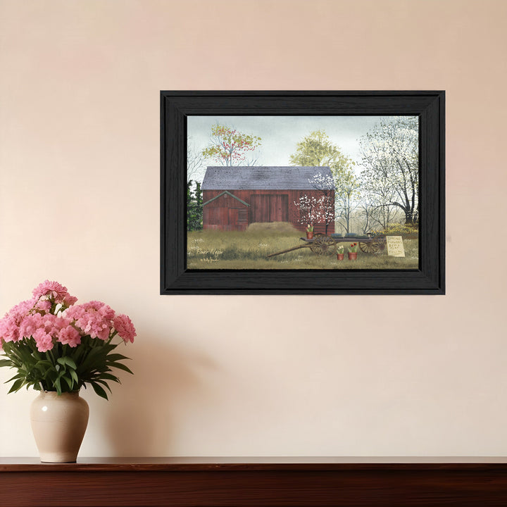 Flower Wagon 3 Black Framed Print Wall Art