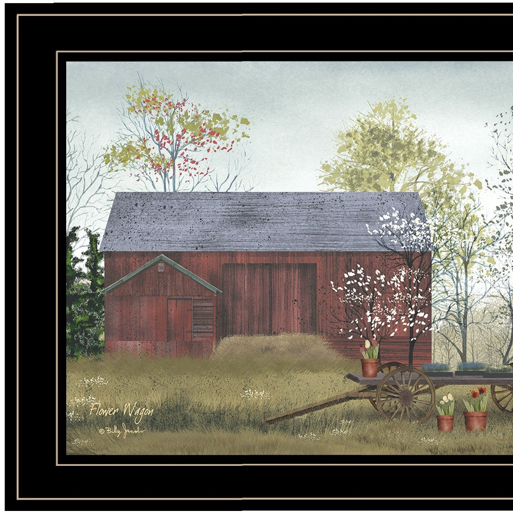 Flower Wagon 4 Black Framed Print Wall Art