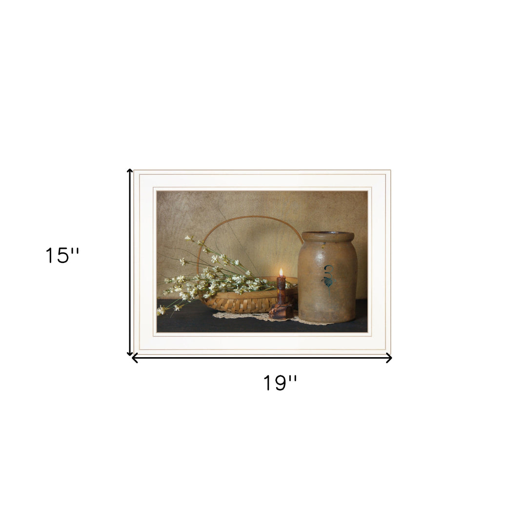 Basket of Flowers 1 White Framed Print Wall Art