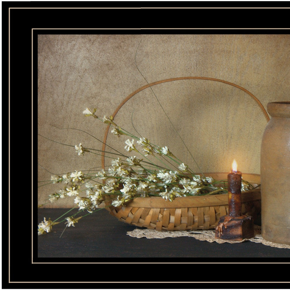 Basket of Flowers 2 Black Framed Print Wall Art